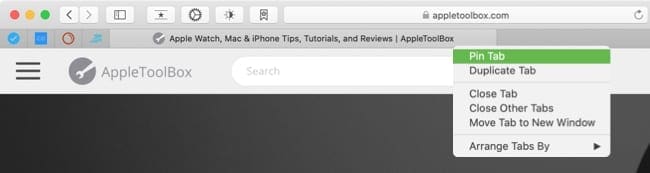 Pin a tab in Safari