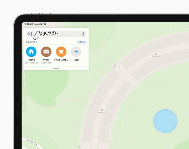Scibble in Apple Maps iPadOS 14