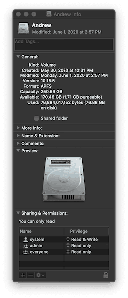 Hard Drive Information on Mac