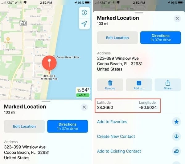 Maps View GPS Coordinates-iPhone