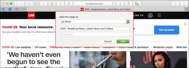 Add a bookmark Safari Mac