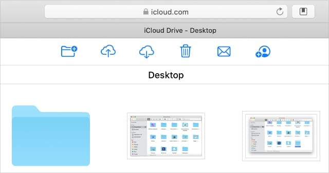 iCloud Drive website with Download icon