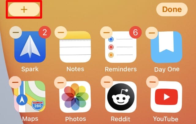 Add widget button on iPhone Home screen