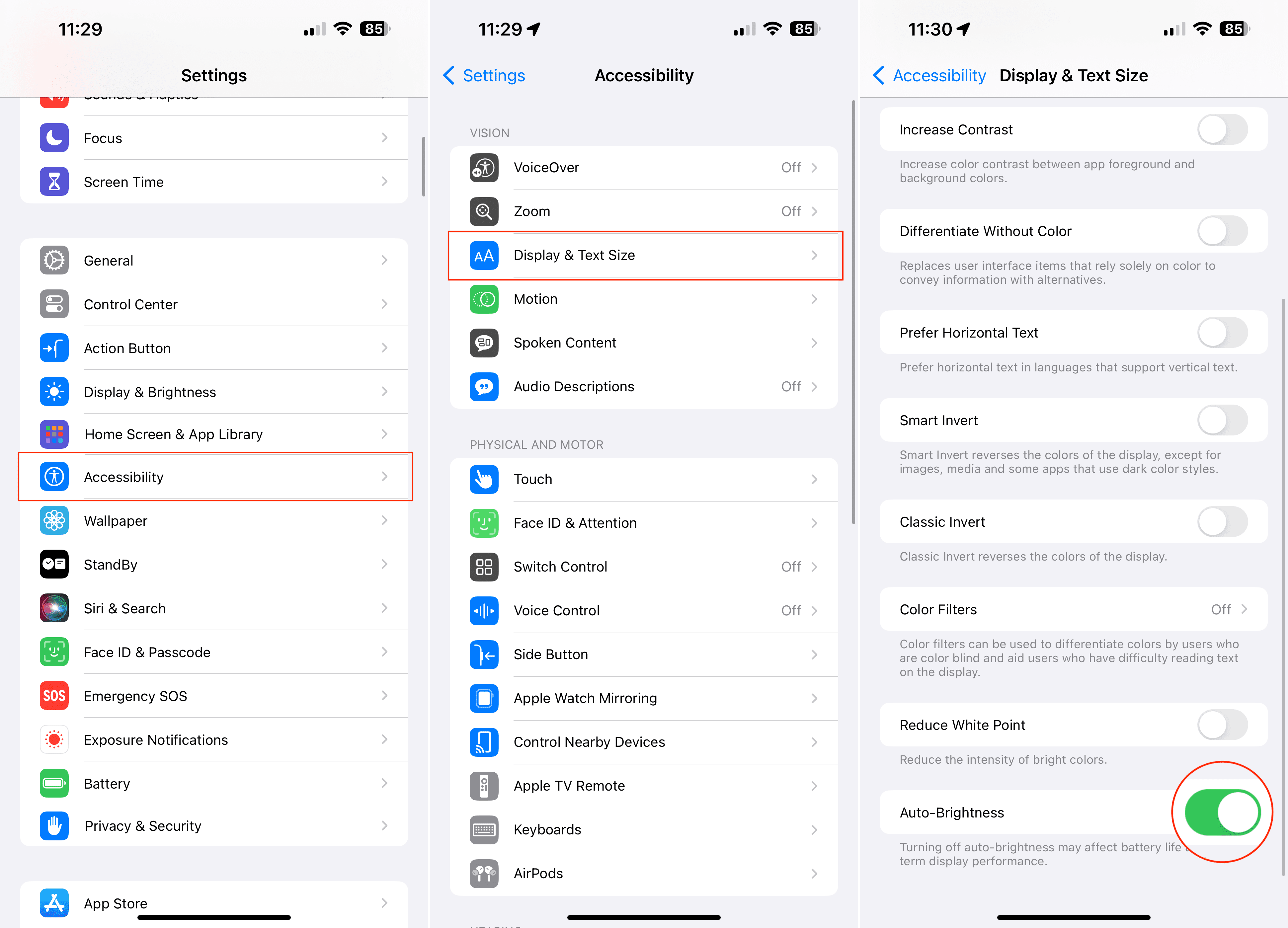 How to extend your iPhone battery life - Turn off Auto-Brightness