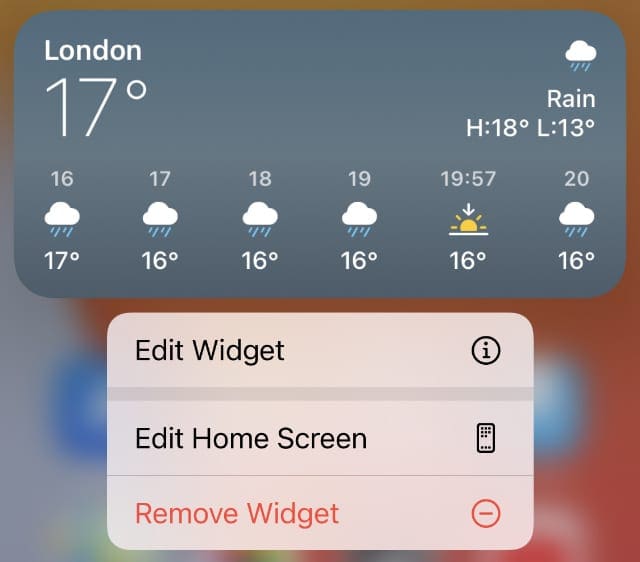 Remove widget option from Weather widget options