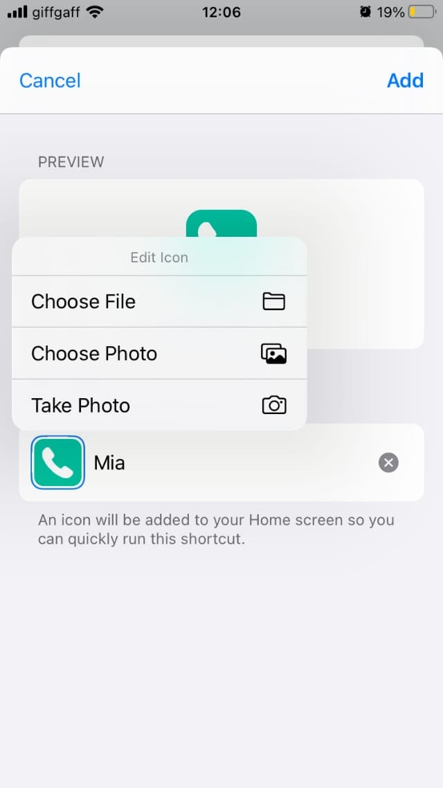 Add to Home screen page for Shortcuts