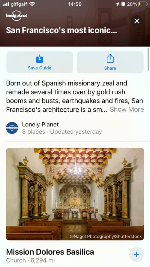 San Francisco Guide details in Apple Maps