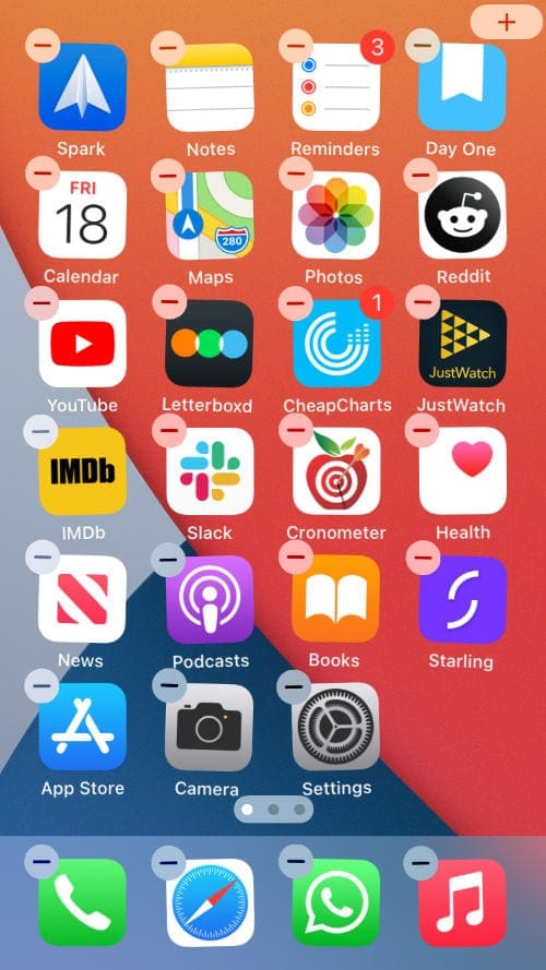 iPhone apps in Jiggle mode