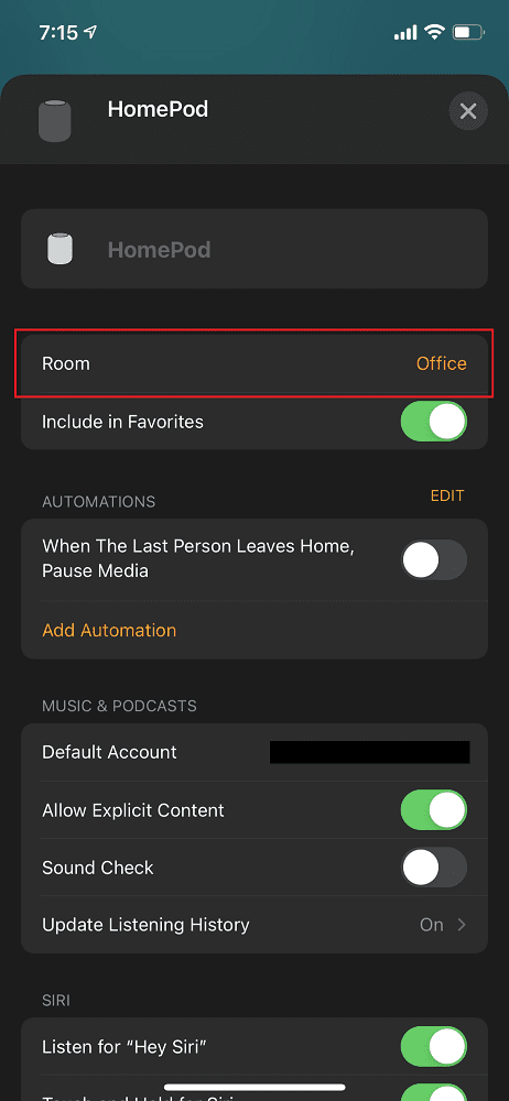 Assign HomePod to Room or Zone 3