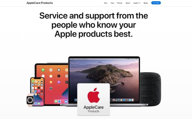 AppleCare banner from Apple's website