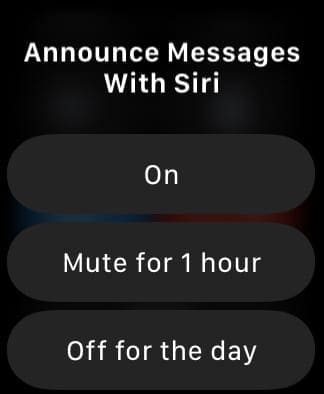 Announce messages option in Control Center timings turned off