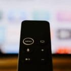 Apple TV Siri Remote pointed at TV