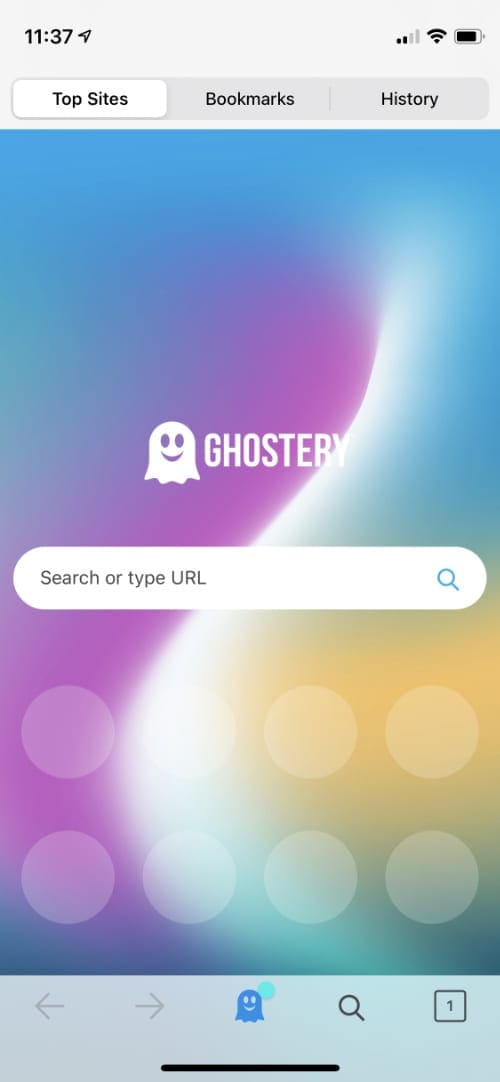 Ghostery home screen