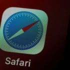 Close up of Safari browser icon on iPhone screen