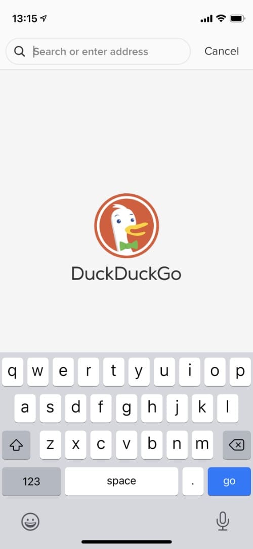 DuckDuckGo home screen