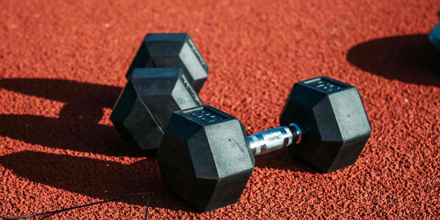 Photo showing dumbbells on the floor
