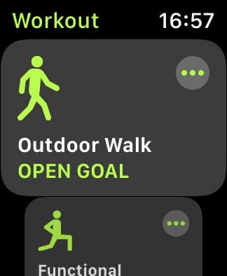 Workout app on Apple Watch with Outdoor Walk