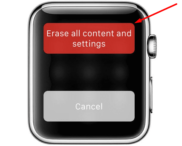 Erase All Content and Settings apple watch