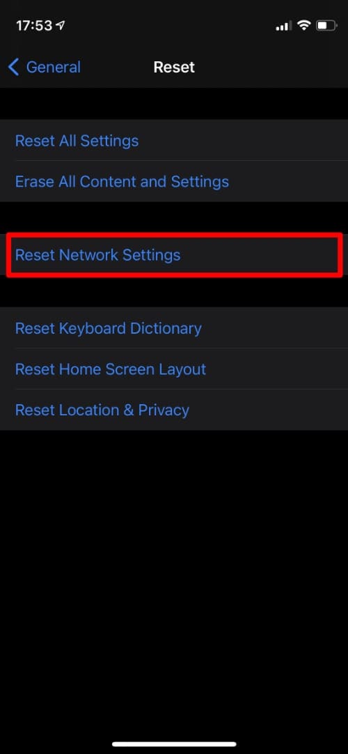 إعادة تعيين خيار إعدادات الشبكة على iPhone-10 طرق لإصلاح عدم عمل Bluetooth على جهاز iPhone أو iPad