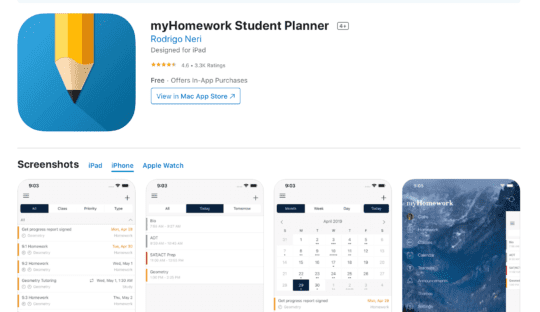 apps for homework reminders ios