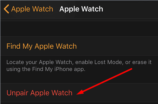 unpair apple watch from iphone