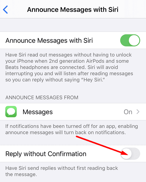 siri iphone reply without confirmation