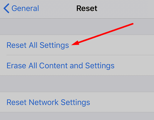 Reset all settings iphone