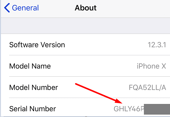 check serial number iphone