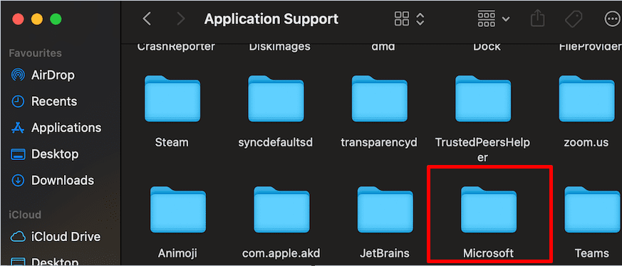 mac application support microsoft folder