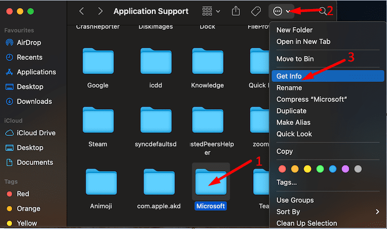 mac microsoft folder get info