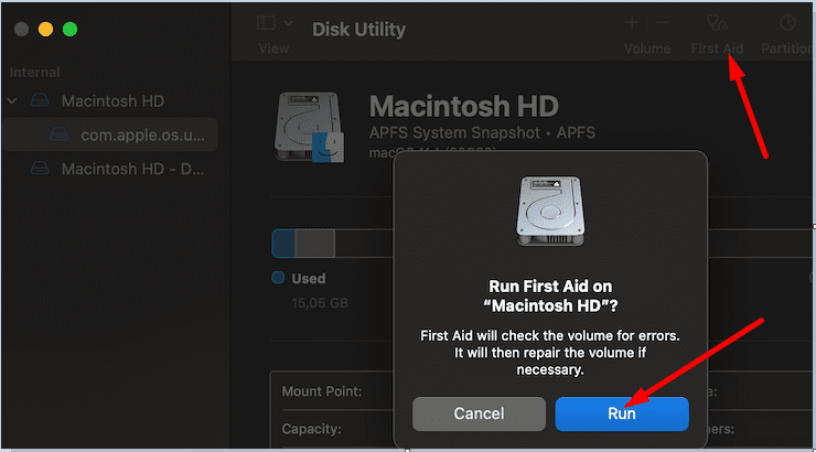 macbook disk utility first aid
