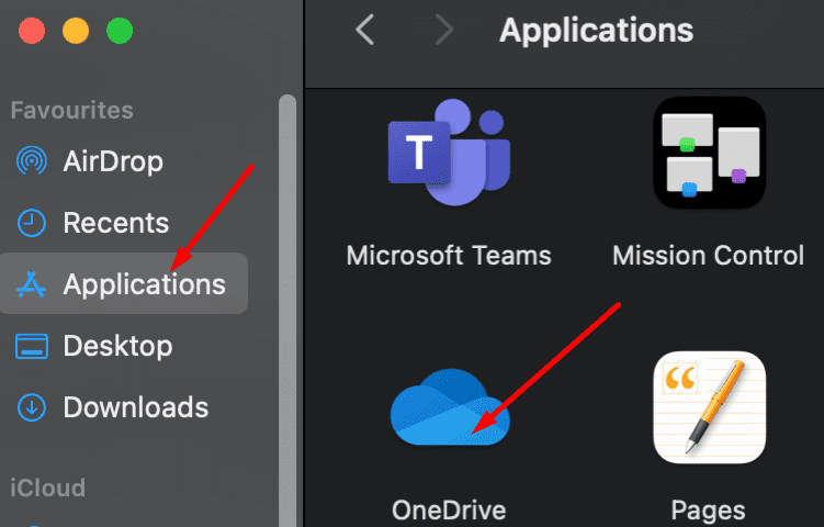 onedrive app applications folder mac