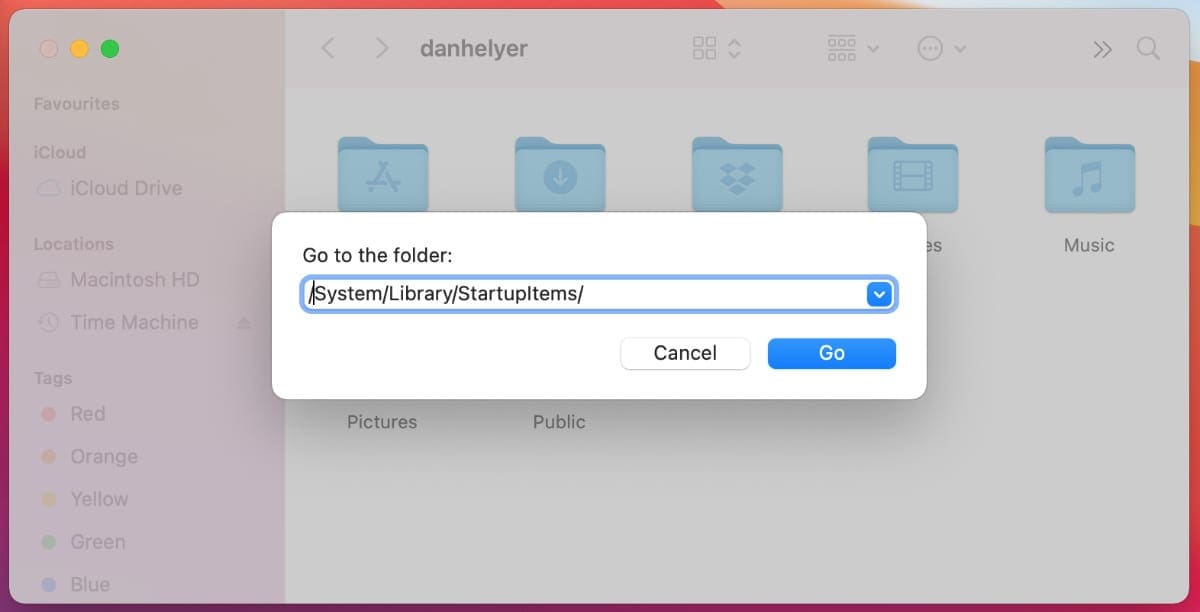 Go to Folder window in Finder