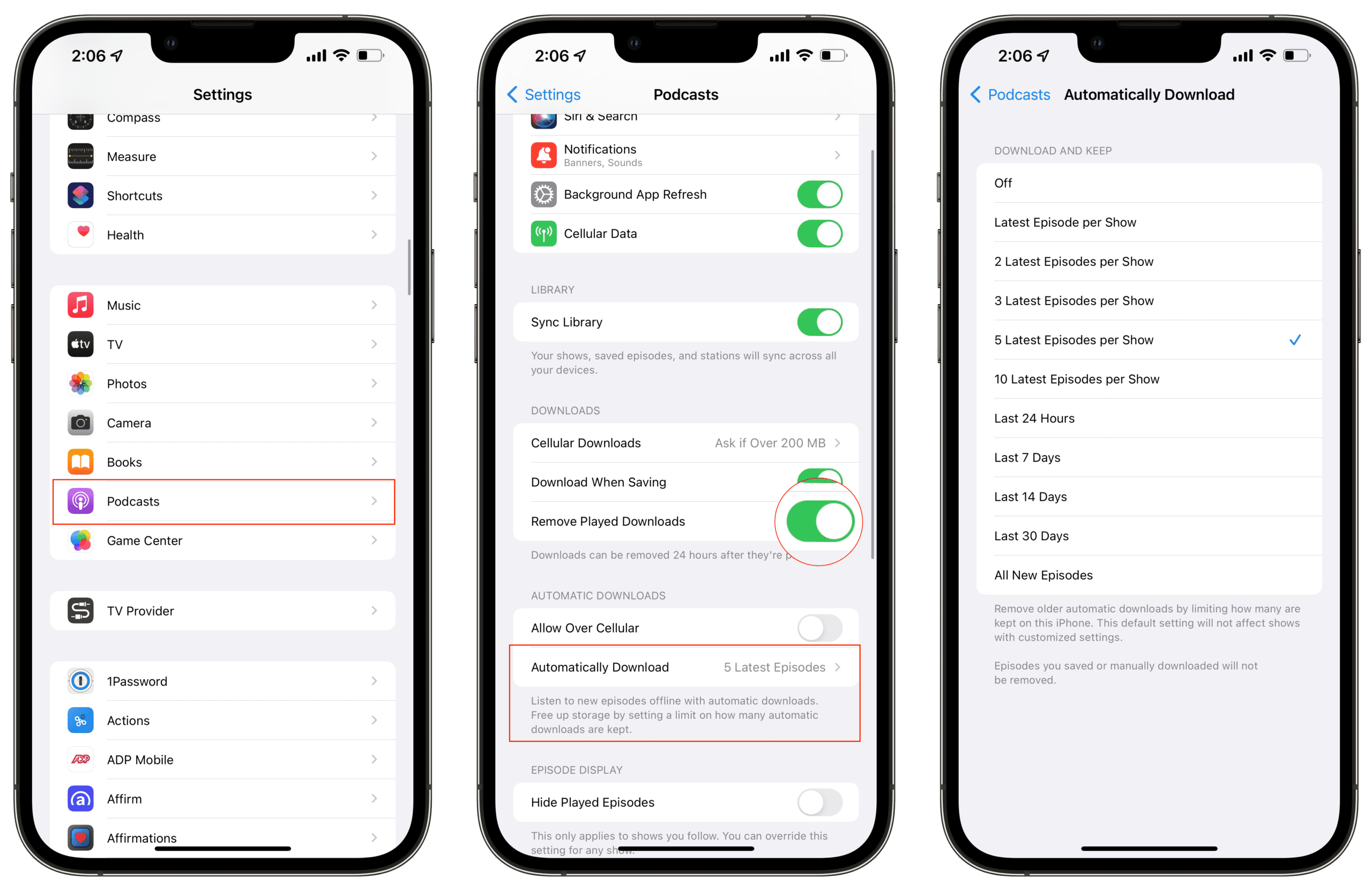 Manage and Delete Podcast Episodes in Apple Podcasts on iPhone