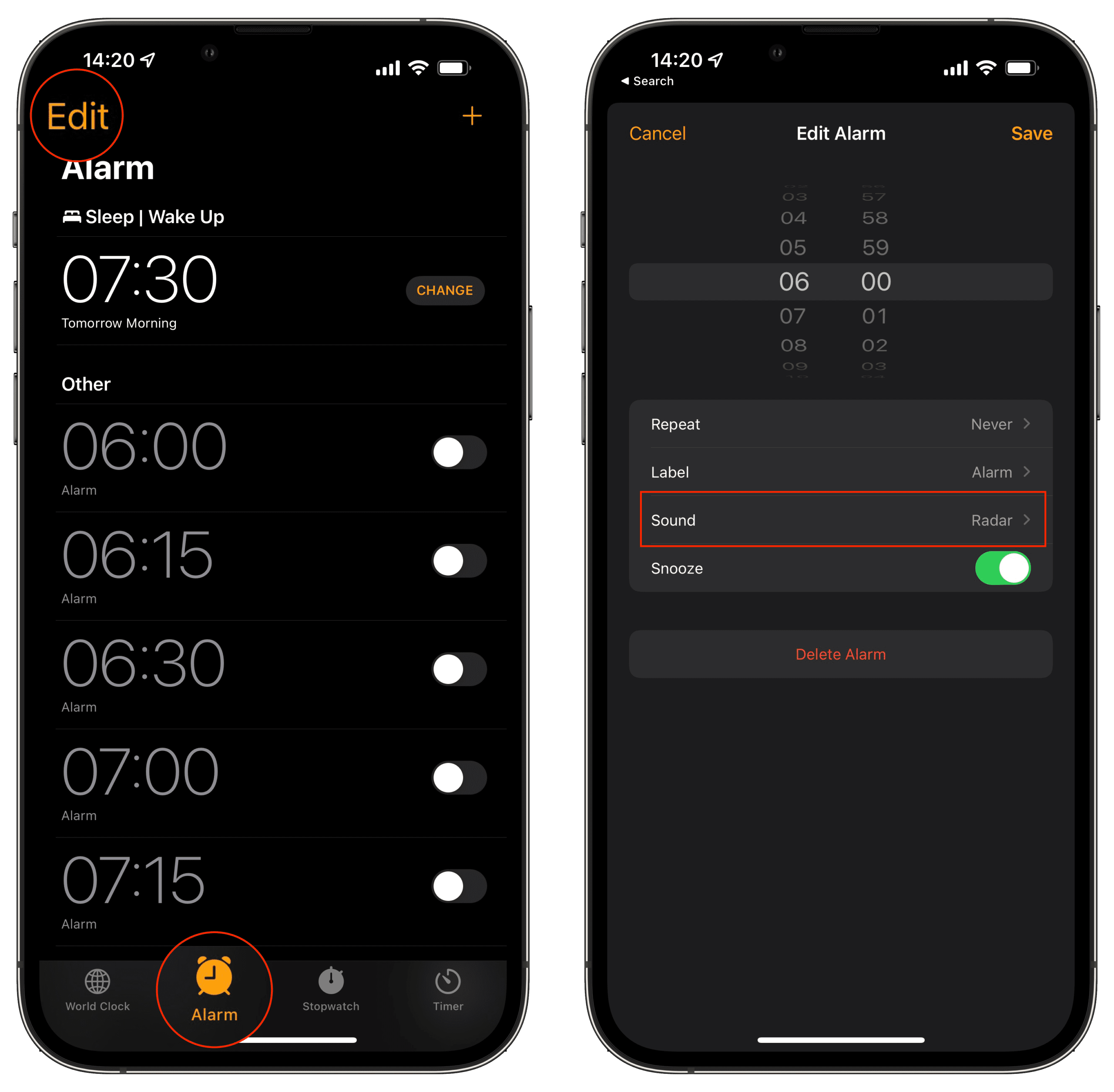 iPhone Alarms Won't Work change tone - 1