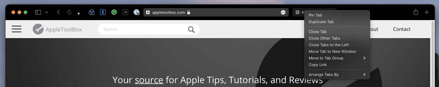 How to pin Safari tabs on Mac - 1