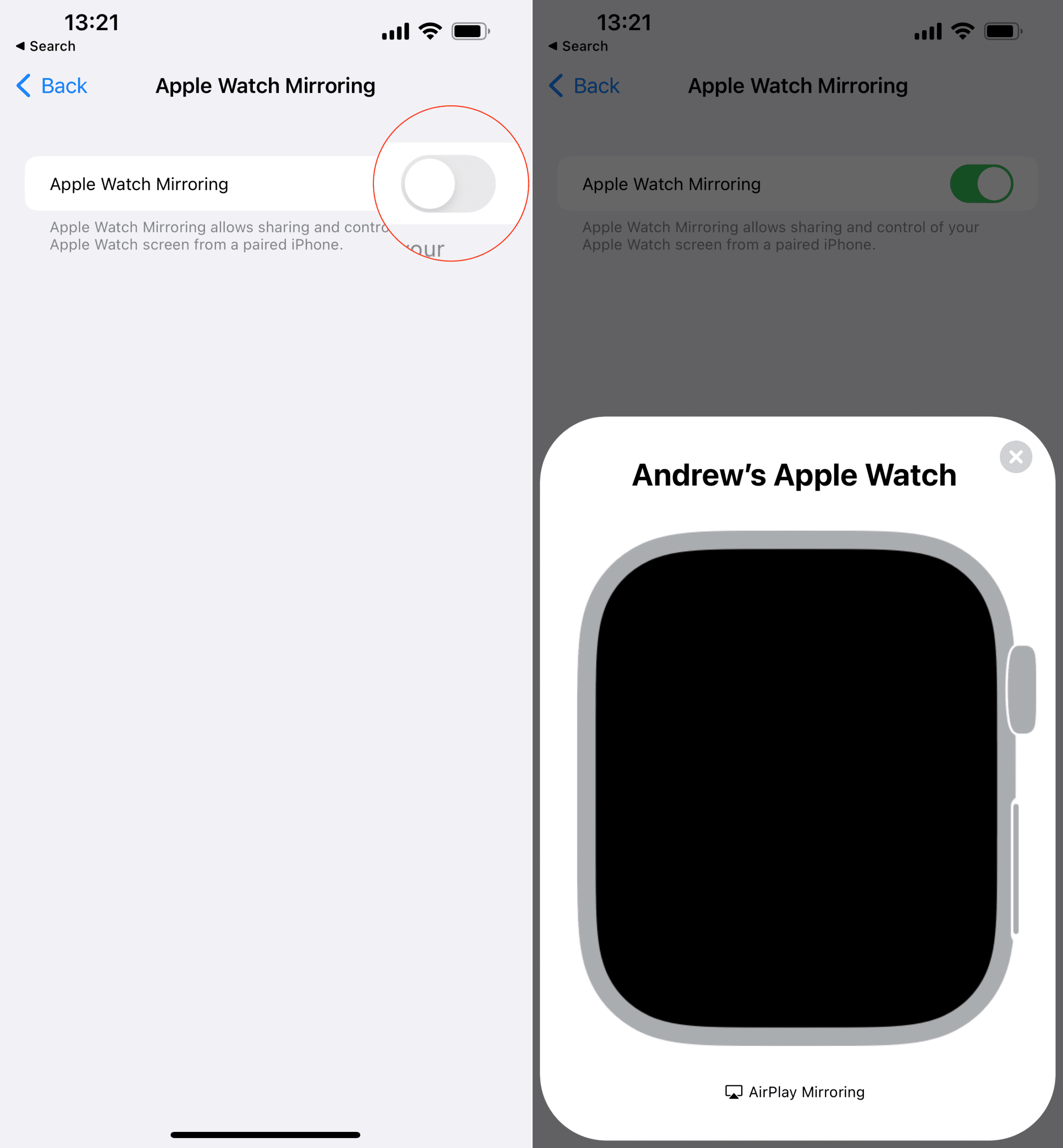 How to use Apple Watch Mirroring Manually - 2