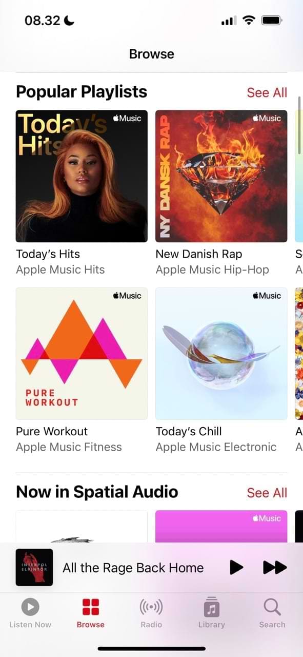 Screenshot showing Apple Music library