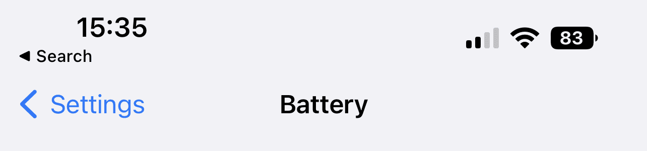 Show battery percentage on iPhone enabled - ios 16