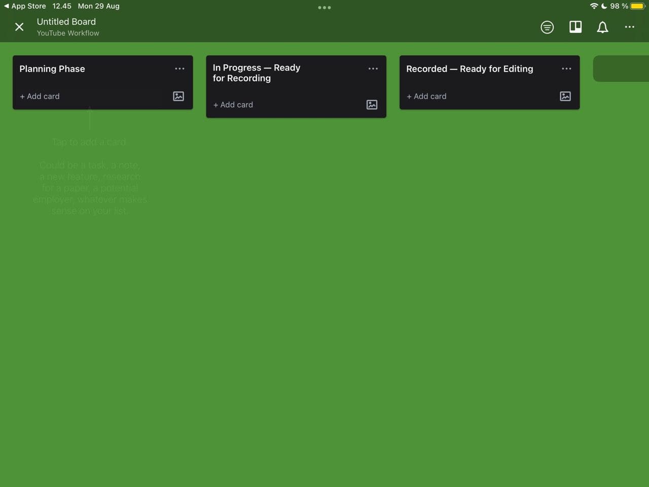 Screenshot of the Trello app