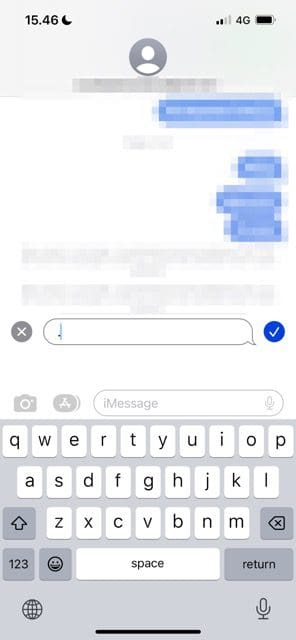 Screenshot showing how to edit a message on iOS 16