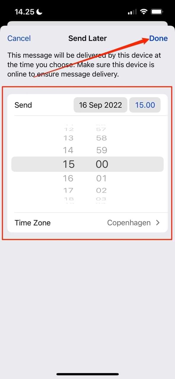 Screenshot showing how to send mail in iOS