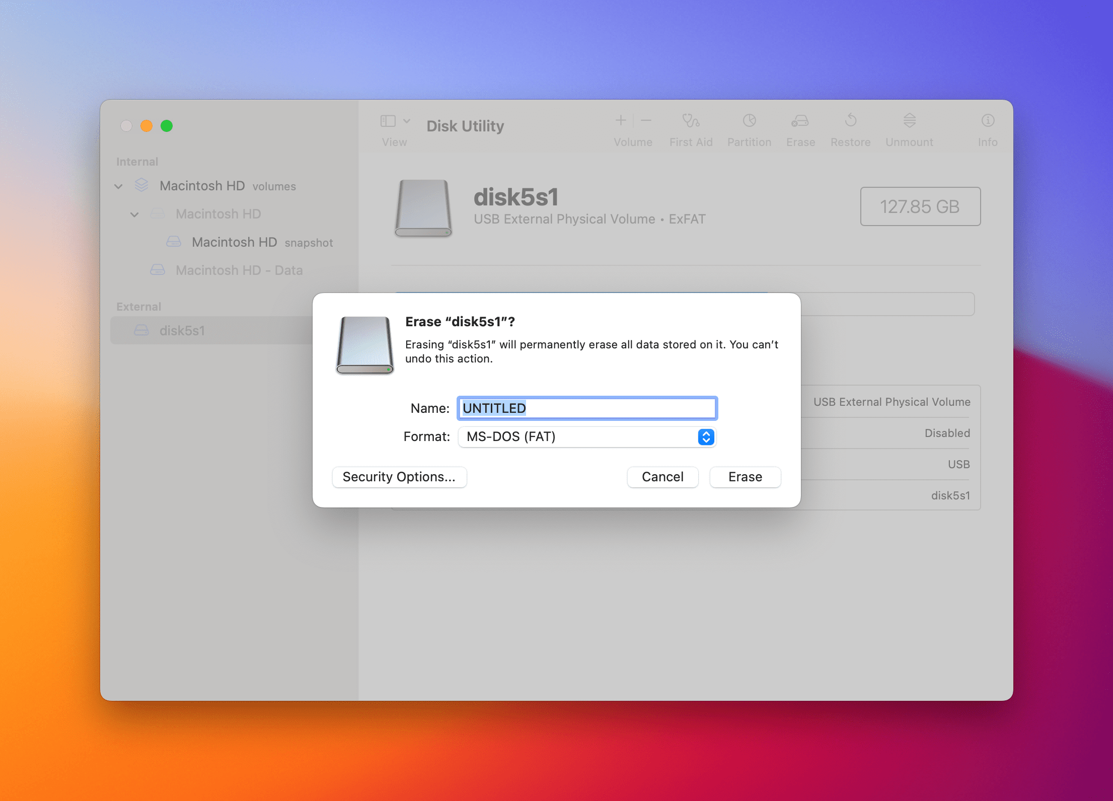 macOS How to Format USB Flash Drive to FAT32