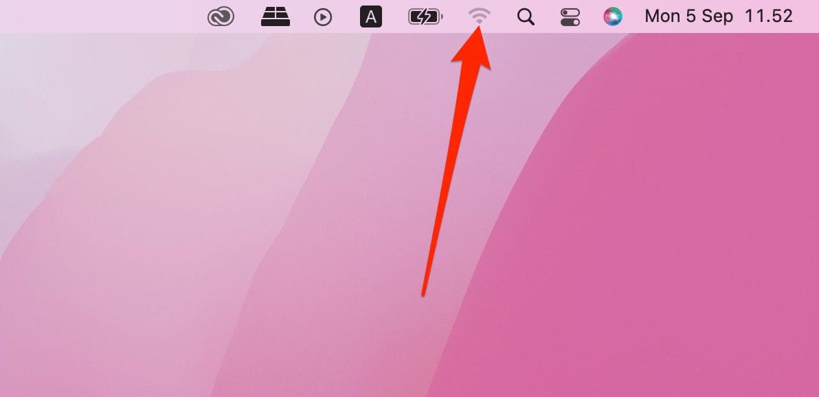 screenshot showing the wi-fi icon on mac