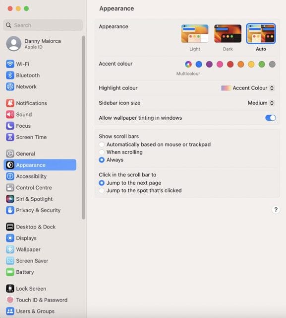 screenshot showing the new system settings interface in macos ventura
