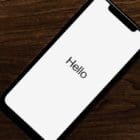 photo of an iphone saying hello