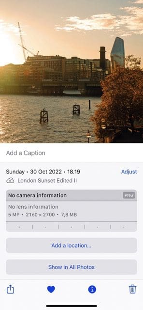 Screenshot showing how to adjust image location in iOS