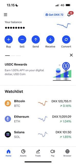 Screenshot showing the prompt to buy cryptocurrencies in Coinbase