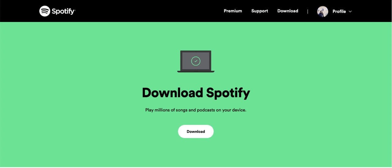 Screenshot showing how to download Spotify on a Mac