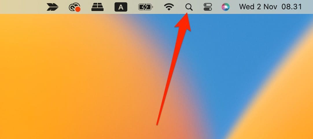 screenshot showing the spotlight icon on a mac